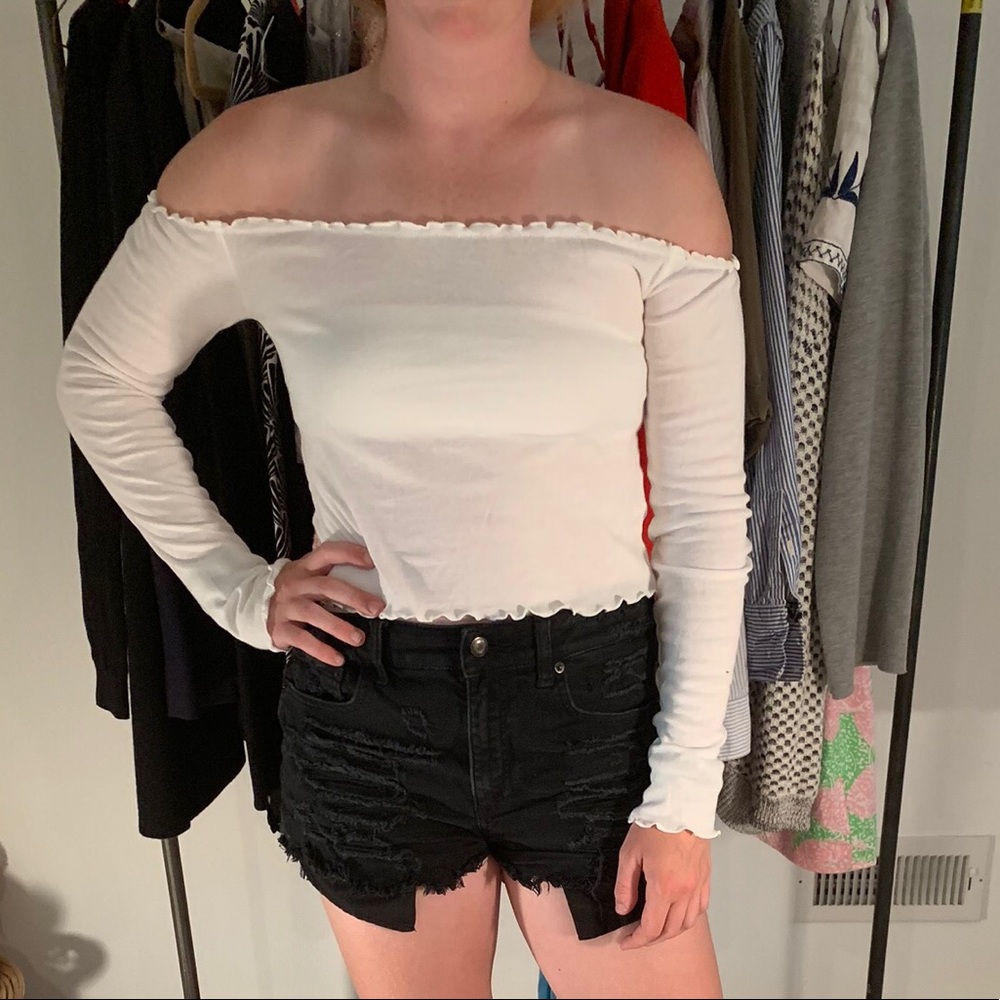 Off the Shoulder White Long Sleeve